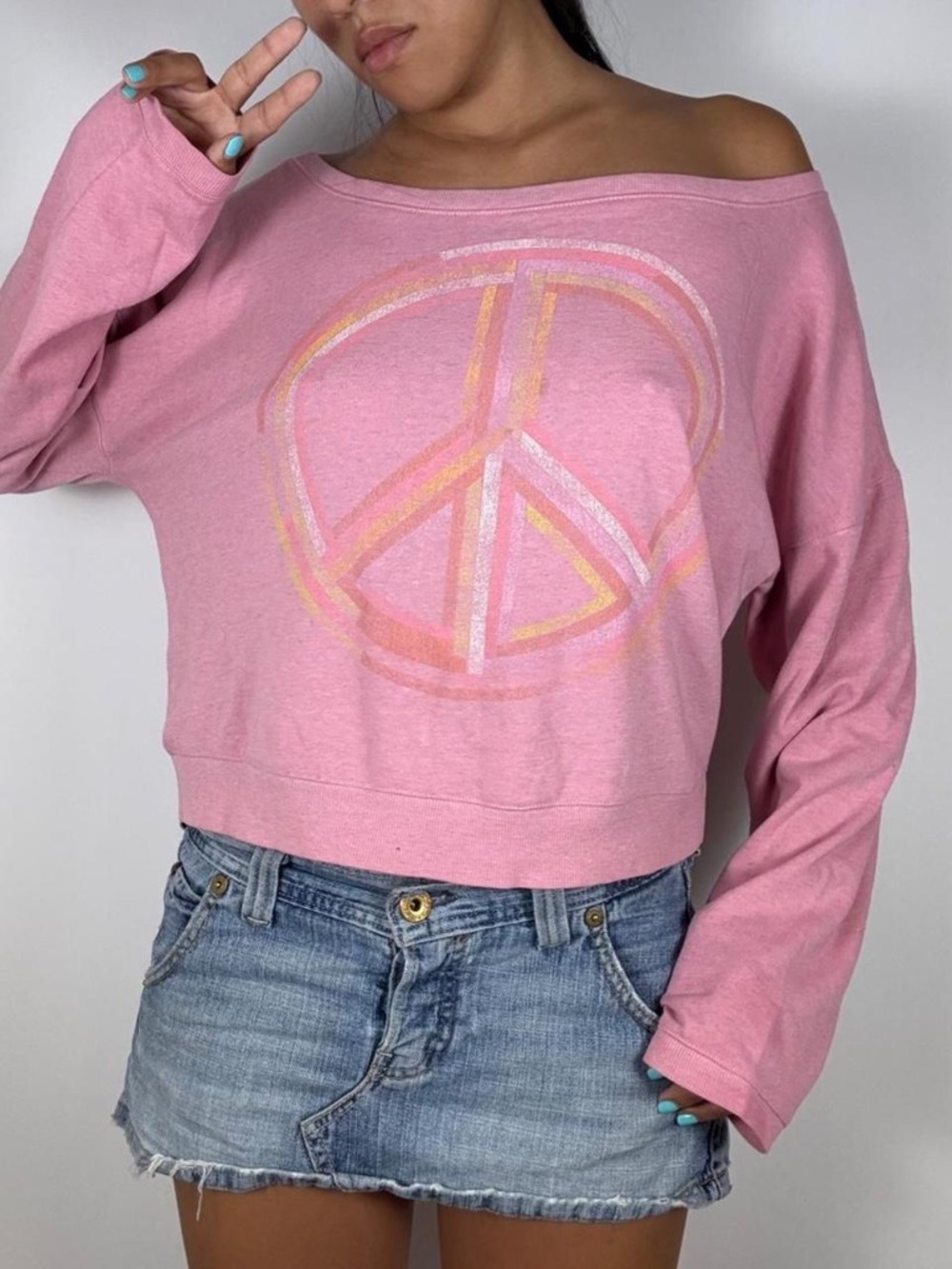 Y2k Victoria’s Secret Pink off the shoulder sweatshirt